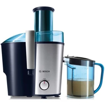 Storcator de fructe si legume Bosch MES3500, 700 W, Recipient suc 1.25 l, Recipient pulpa 2 l, 2 Viteze, Tub de alimentare 73 mm, Albastru/Argintiu