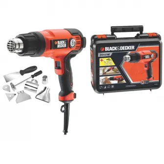 Suflanta cu aer cald Black & Decker KX2200K-QS, 230 V, 65 - 645° C temperatura lucru, 360/720 l/min debit aer, 3 m lungime cablu