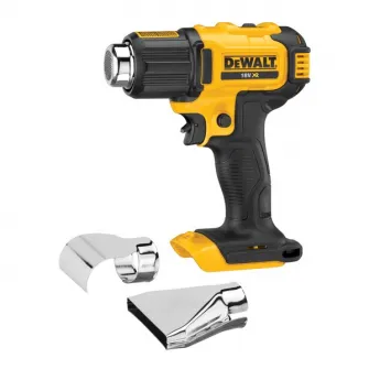 Suflanta cu aer cald pe acumulator DeWALT DCE530N, 18V XR, temperatura de lucru 290/530°C, 2 trepte incalzire, iluminare LED, sistem automat de oprire, aplicatii multiple, accesorii incluse, nu include incarcator/acumulator