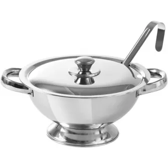 Supiera Hendi, cu capac si lingura servire, otel inoxidabil, 2,7 l, Ø27x12 cm