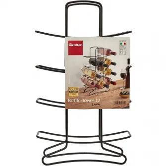 Suport 12 sticle vin Metaltex Lava, metal tratat, 27 x 11 x 46 cm