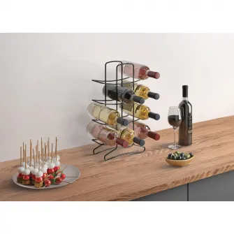 Suport 12 sticle vin Metaltex Lava, metal tratat, 27 x 11 x 46 cm