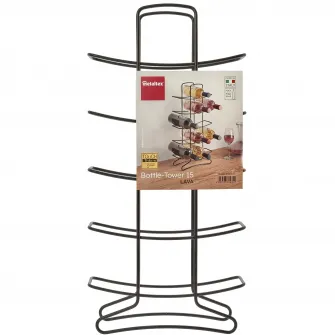 Suport 15 sticle vin Metaltex Lava, metal tratat, 27 x 11 x 56 cm