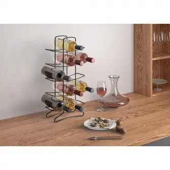 Suport 15 sticle vin Metaltex Lava, metal tratat, 27 x 11 x 56 cm