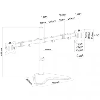 Suport 2 monitoare pentru birou, stand, Neomounts by Newstar, 10-32, negru