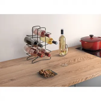 Suport 9 sticle vin Metaltex Lava, metal tratat, 27 x 11 x 36 cm