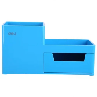 Suport birou Deli, 3 compartimente si sertar, bleu