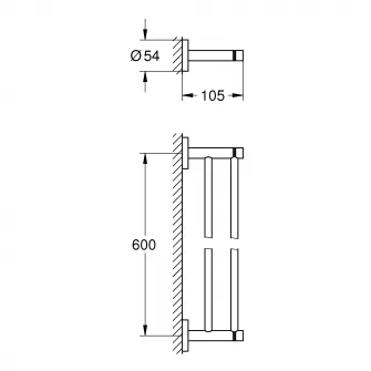 Suport dublu prosop Grohe Essentials, fixare perete ascunsa, 600 mm, Crom