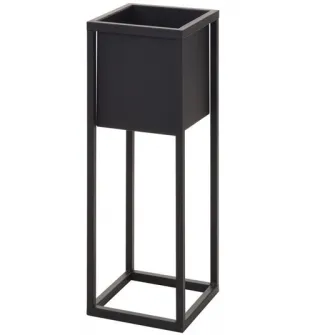Suport flori din metal, 21x21x60 cm, negru