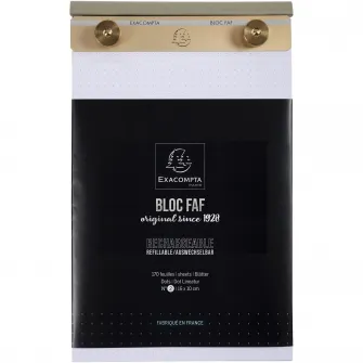 Suport hartie de birou Exacompta FAF Block NВ°2, cu bloc pentru notite cu 170 coli albe punctate, micro perforate, design retro, reincarcabil, 170x100 mm