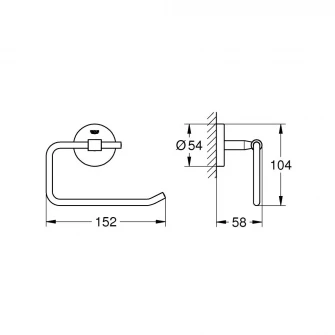 Suport hartie igienica Grohe Bau Cosmopolitan 40457001, 1 rola, fixare ascunsa, Crom