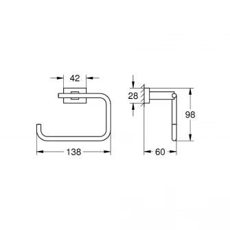 Suport hartie igienica Grohe Essentials Cube, fixare ascunsa, Crom