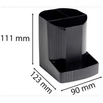Suport instrumente de scris Exacompta EcoBlack,3 compartimente, PP, Certificat Blue-Angel, 123x90x111mm, Negru