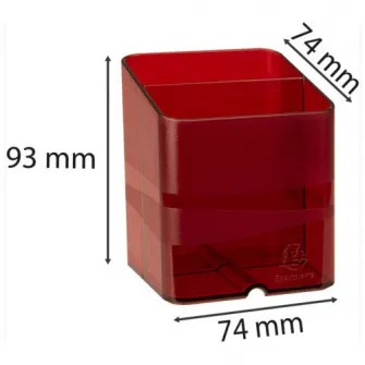 Suport instrumente de scris Exacompta PEN-CUBE ChromaLine, 2 compartimente, Plastic, 74x74x93 mm, Rosu Translucent