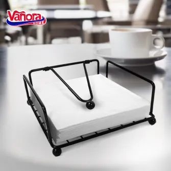 Suport metalic pentru servetele Vanora Home, 17.5 x 6 cm, negru
