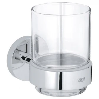 Подстаканник для ванны Grohe Essentials, скрытое настенное крепление, чашка в комплекте, хром