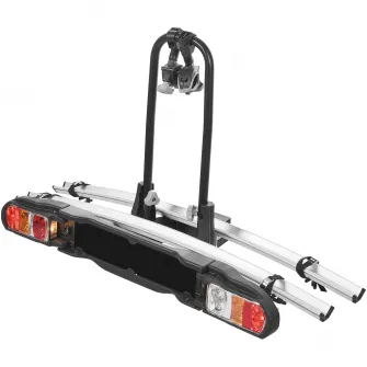 Suport pentru 2 biciclete Green Valley Back, prindere pe carligul de remorcare,sarcina maxima 60Kg,compatibil cu anvelope de pana la 2,8'' grosime,argintiu