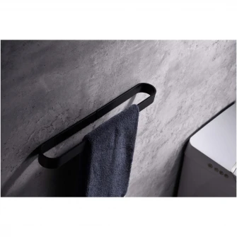 Suport prosoape Aquasanit EVOLUTION, 40 cm, aluminiu negru mat, montaj cu banda dublu adeziva (inclusa)