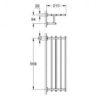 Suport prosop Grohe Essentials Cube, 600 mm, fixare ascunsa, Crom