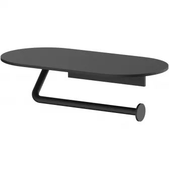 Suport rola hartie igienica Aquasanit EVOLUTION, cu etajera, aluminiu negru mat, montaj cu banda dublu adeziva (inclusa)