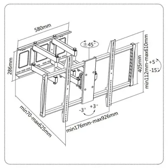Suport TV de perete A+ SPL69, reglabil, 60"-100", Negru