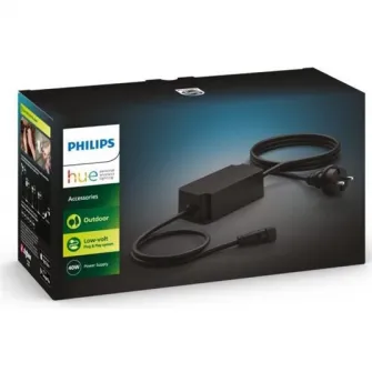 Sursa de alimentare Philips Hue, pentru exterior, 40W, 240V, IP67, cablu electric 1.5m, cablu 24V 0.6m, Negru