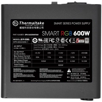Sursa Thermaltake Smart RGB, 600W, 80 Plus