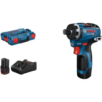 Surubelnita pe acumulator Bosch Professional GSR12V-35HX, 12 V, 20/35 Nm, 1750 RPM, 1 clema prindere centura, 1 su port biti, 1/2 insertie L-Boxx accesorii, 1/2 insertie scula electrica si incarcator, 2 acumulatori, incarcator rapid, cutie L-Boxx