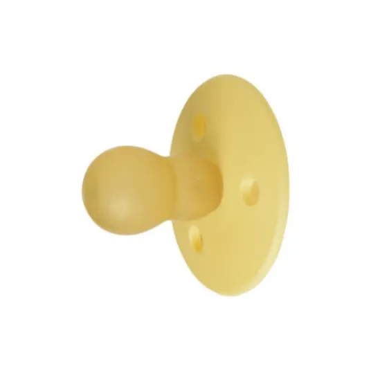 Suzete rotunde din latex pentru bebelusi Mininor duckling, 0 luni, galben deschis