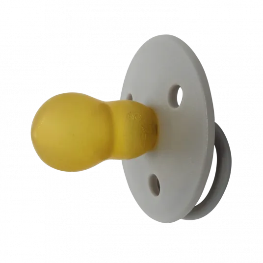 Suzete rotunde din latex pentru bebelusi Mininor grey, 2 bucati, 0+ luni, gri