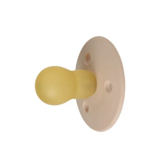 Suzete rotunde din latex pentru bebelusi Mininor soft rabbit, 0 luni, bej