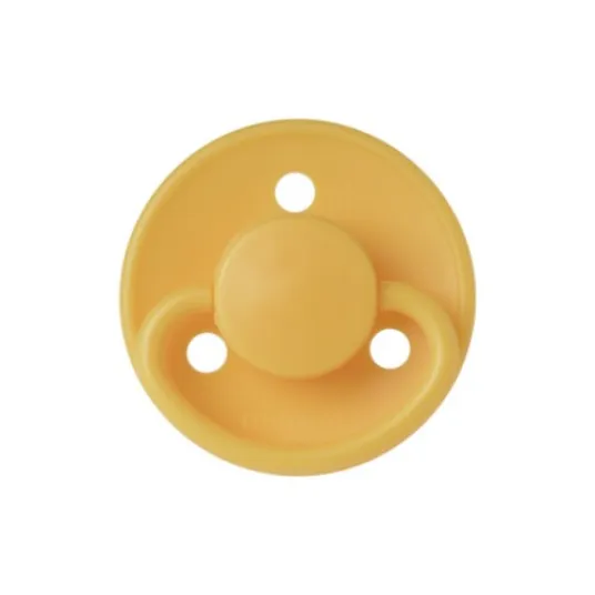 Suzete rotunde din latex pentru bebelusi Mininor sunflower, 6 luni, galben inchis