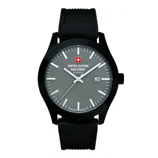 Swiss Alpine Military, Ceas quartz cu o curea de silicon, Negru