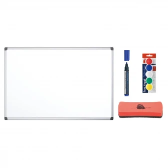 Tabla magnetica cu rama aluminiu Bi-Silque 120 x 90 cm si accesorii: magneti ICO