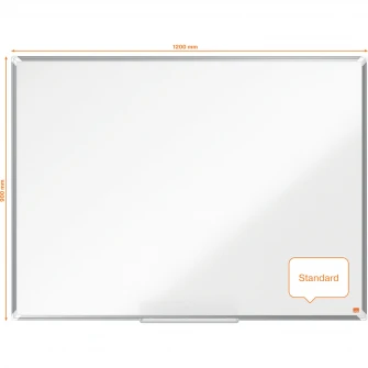Tabla NOBO Premium Plus, otel lacuit, 120x90 cm, magnetica, include marker si tavita, alb