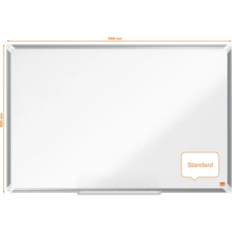 Tabla NOBO Premium Plus, otel lacuit, 90x60 cm, magnetica, include marker si tavita, alb
