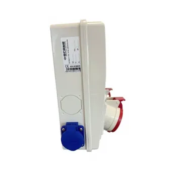 Tablou organizare electrica santier cablat Scame E1 633.RO0024, 5 module, montaj aparent, cu 1 priza trifazica 16A si 2 prize simple cu impamantare, IP44