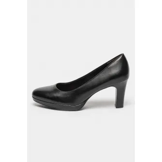 Tamaris, Pantofi de piele cu toc clasic, Negru, 36