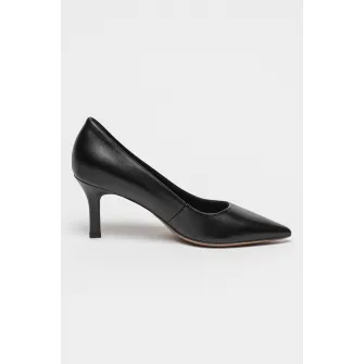 Tamaris, Pantofi din piele intoarsa cu varf ascutit, Negru stins, 38