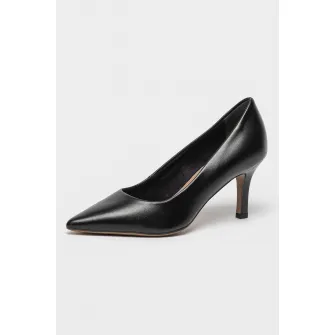 Tamaris, Pantofi din piele intoarsa cu varf ascutit, Negru stins, 38
