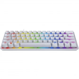 Tastatura gaming mecanica Razer Huntsman Mini, iluminare Chroma RGB, switch optic Red, Alb Mercury
