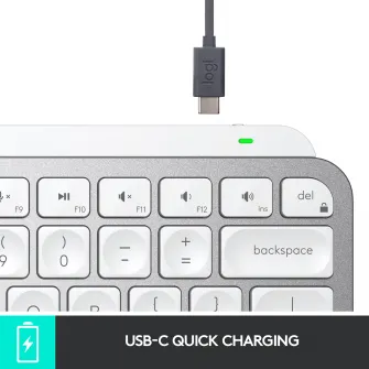 Tastatura iluminata Logitech MX Keys Mini, Wireless, layout US INTL, Pale Grey