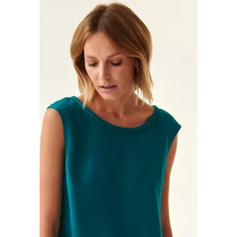Tatuum, Bluza fara maneci cu garnituri impletite Lani, Turcoaz, 40