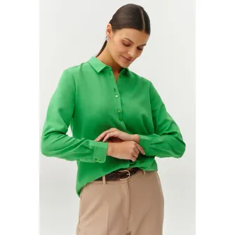 Tatuum, Camasa cu model uni si guler clasic, Verde, 34