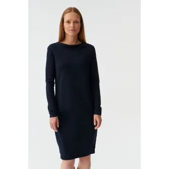 Tatuum, Rochie cu decolteu drapat, Albastru marin, XS