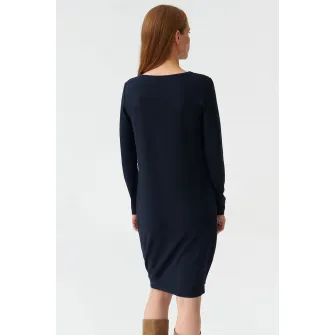 Tatuum, Rochie cu decolteu drapat, Albastru marin, XS