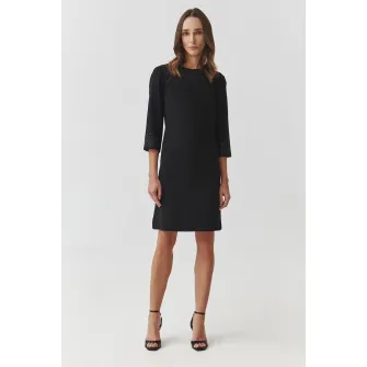Tatuum, Rochie evazata cu strasuri, Negru, 38
