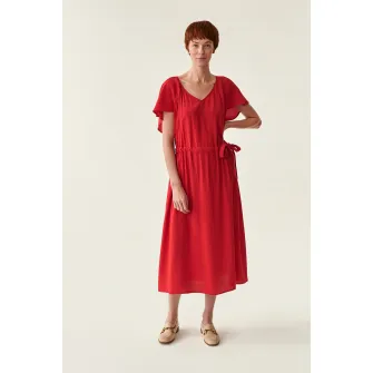 Tatuum, Rochie midi cu cordon in talie, Rosu, 42