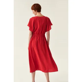 Tatuum, Rochie midi cu cordon in talie, Rosu, 42