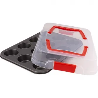 Tava 12 briose cu capac Lamart Dolce, 35 x 26.4 cm